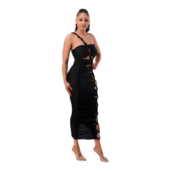 COPY - Maxi Dress Lace up One Shoulder Maxi Dress - Picture 2 of 2